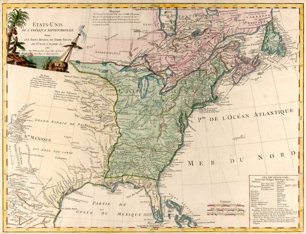 16-United States and Canada Map By Charles Francois Delamarche