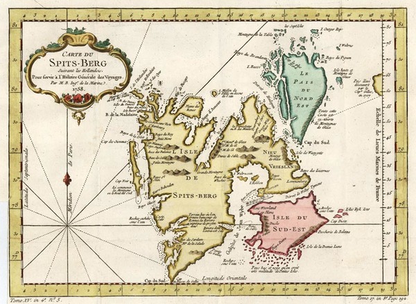 85-World, Polar Maps, Europe and Russia Map By Jacques Nicolas Bellin