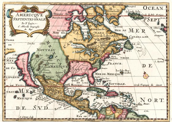 13-Midwest and North America Map By Nicolas Sanson