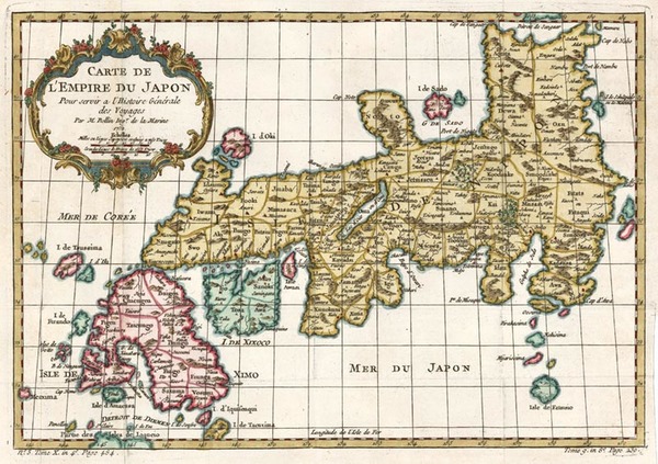 38-Asia and Japan Map By Jacques Nicolas Bellin