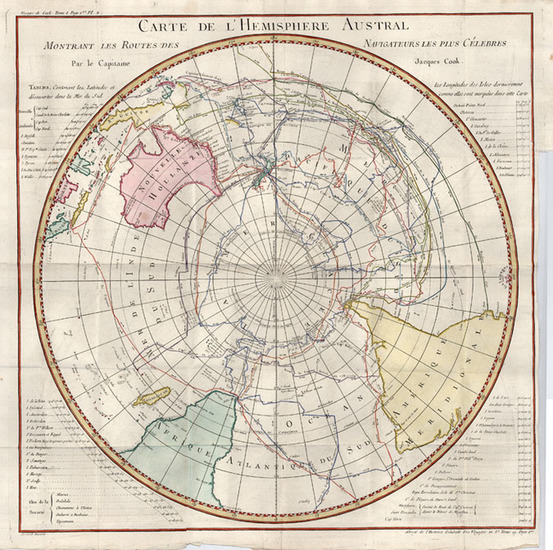 33-World, Polar Maps, Australia & Oceania, Australia and Oceania Map By Jacques Nicolas Bellin