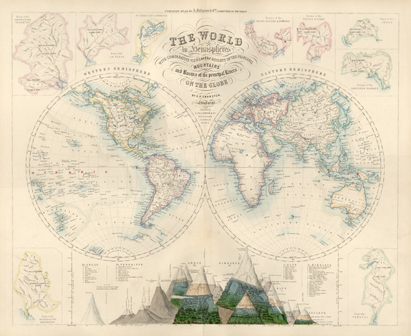 82-World, World and Curiosities Map By Archibald Fullarton & Co.