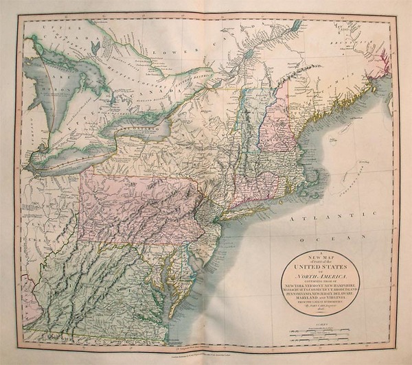 92-New England, Mid-Atlantic and Midwest Map By John Cary