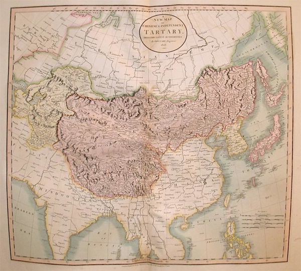 92-China, Korea, Central Asia & Caucasus and Russia in Asia Map By John Cary