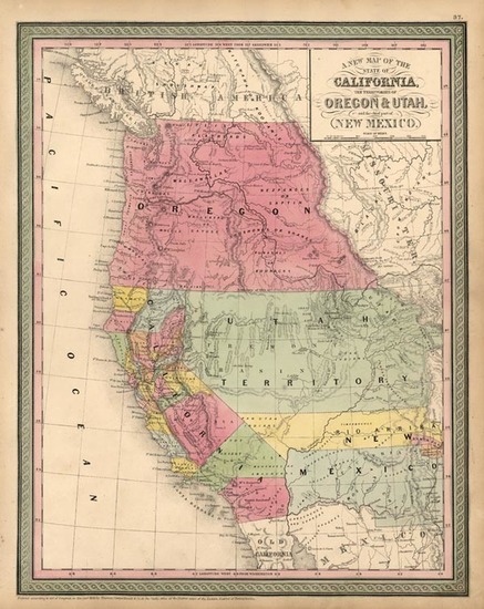 62-Southwest, Rocky Mountains and California Map By Thomas, Cowperthwait & Co.