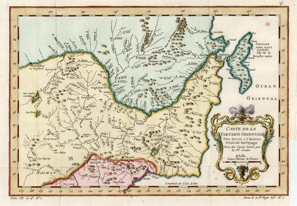 57-Asia, China, Central Asia & Caucasus and Russia in Asia Map By Jacques Nicolas Bellin