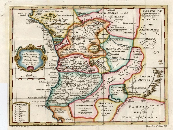 13-Africa and West Africa Map By Jacques Nicolas Bellin