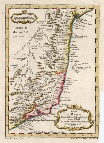 37-South America and Brazil Map By Jacques Nicolas Bellin