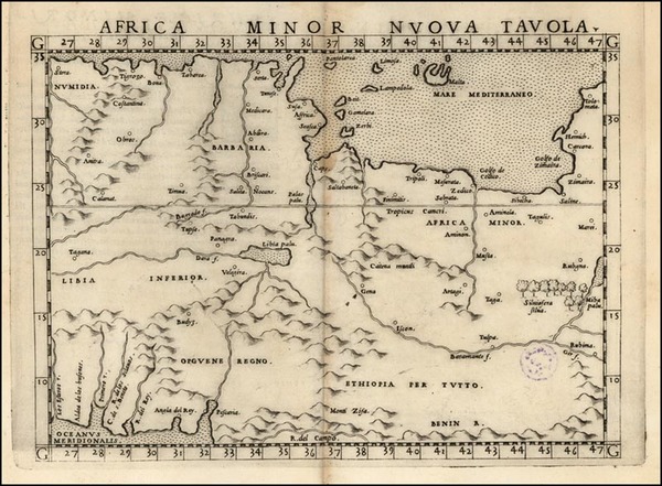 58-Europe, Mediterranean, Africa, North Africa and West Africa Map By Girolamo Ruscelli