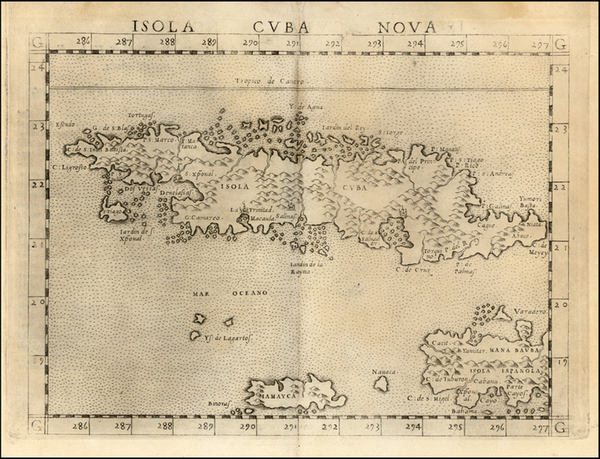 1-Caribbean Map By Girolamo Ruscelli