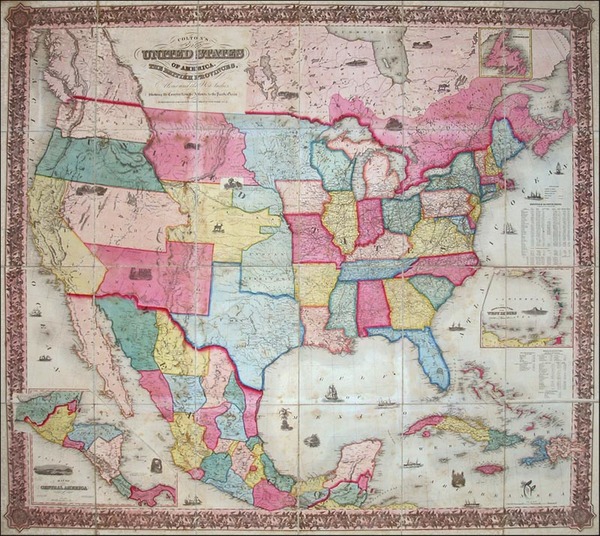 90-United States Map By Joseph Hutchins Colton