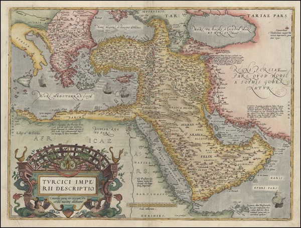 77-Europe, Turkey, Mediterranean, Asia, Middle East and Turkey & Asia Minor Map By Abraham Ort