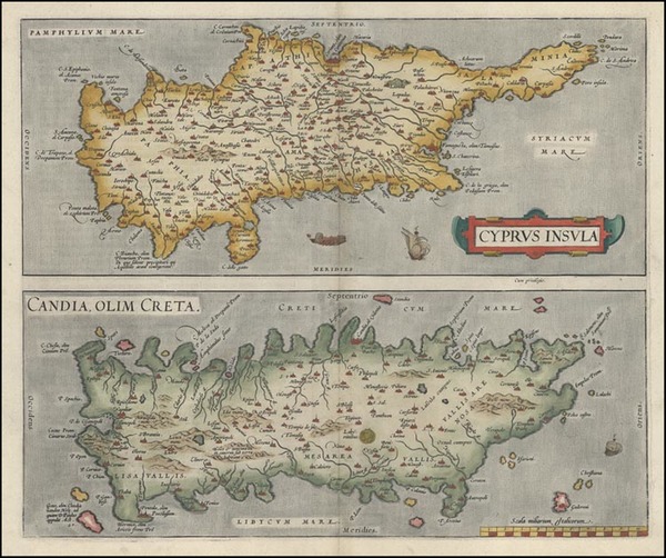 17-Europe, Turkey, Mediterranean, Balearic Islands and Greece Map By Abraham Ortelius