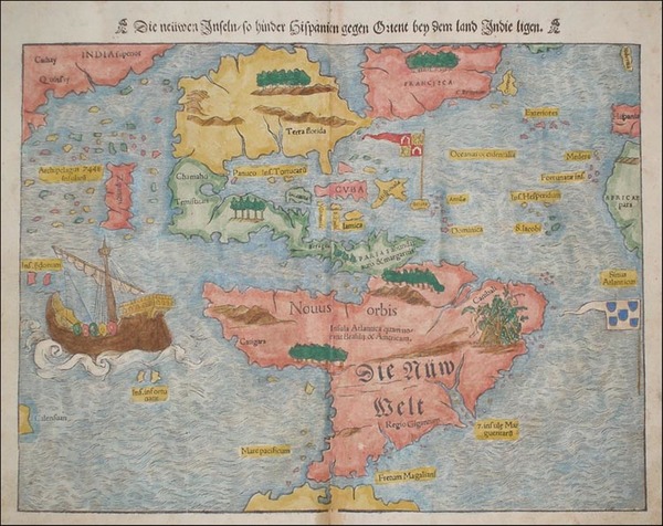 14-South America and America Map By Sebastian Munster