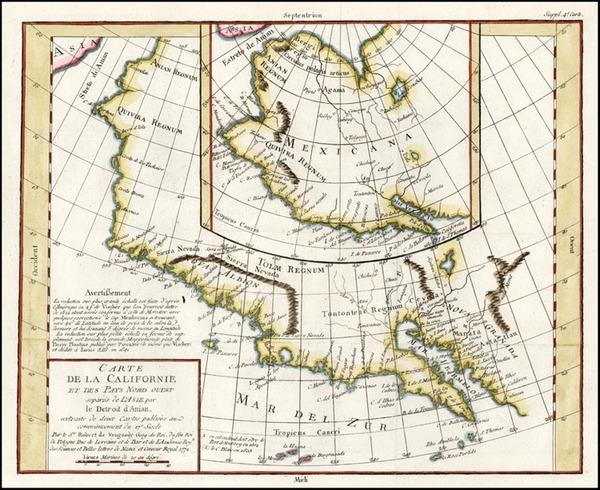 63-Southwest, Alaska and California Map By Denis Diderot / Didier Robert de Vaugondy