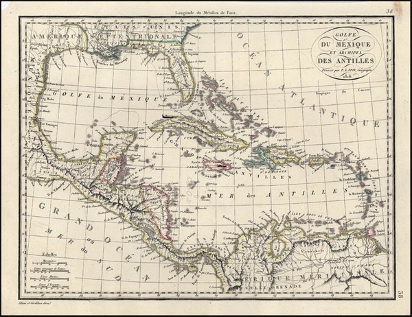 13-South, Southeast, Texas and Caribbean Map By Alexandre Emile Lapie