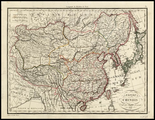 16-Asia, China, Japan and Korea Map By Alexandre Emile Lapie