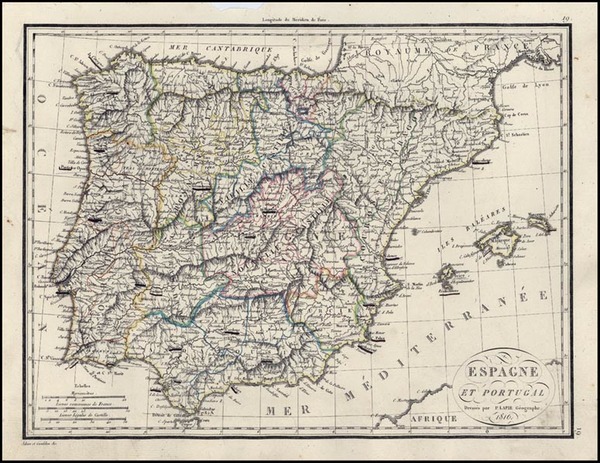 36-Europe, Spain and Portugal Map By Alexandre Emile Lapie