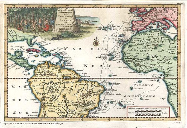 24-World, Atlantic Ocean, South America and America Map By Pieter van der Aa