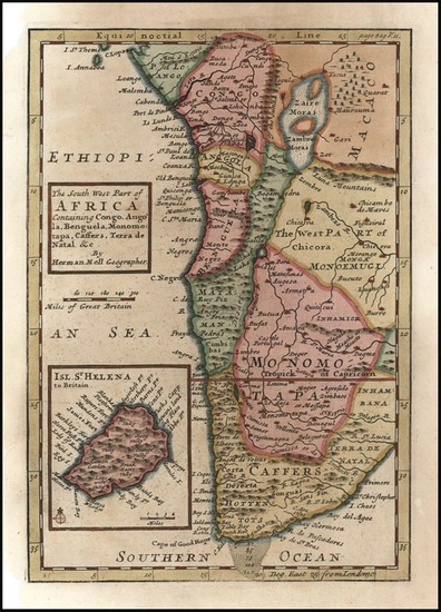 12-Africa, South Africa and West Africa Map By Herman Moll