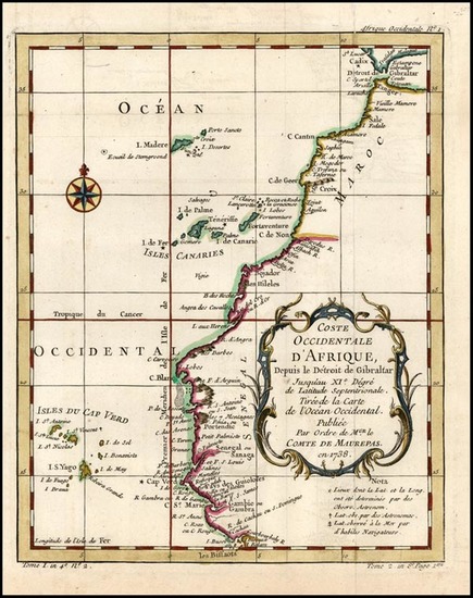 20-Africa and West Africa Map By Jacques Nicolas Bellin