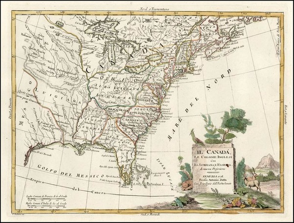 63-United States and Canada Map By Antonio Zatta