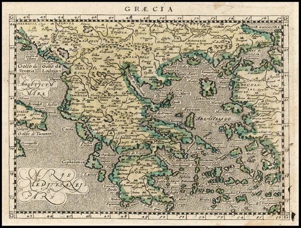 15-Europe, Balearic Islands and Greece Map By Giovanni Antonio Magini