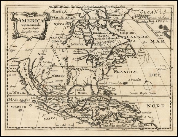 100-Midwest and North America Map By Nicolas Sanson