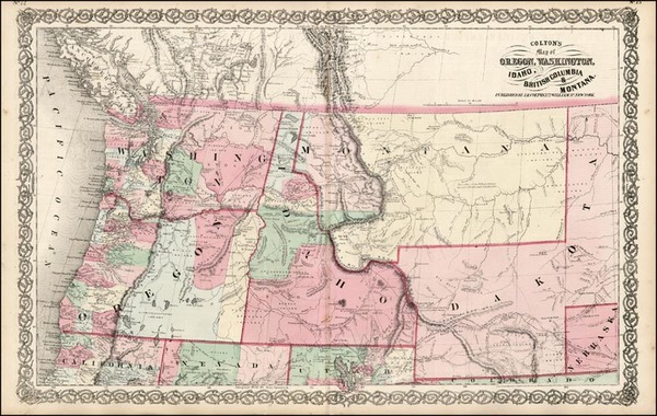 96-Plains, Rocky Mountains and Canada Map By Joseph Hutchins Colton