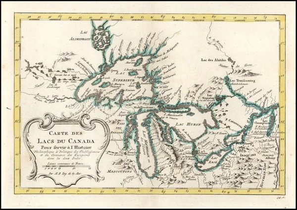 35-Midwest and Canada Map By Jacques Nicolas Bellin