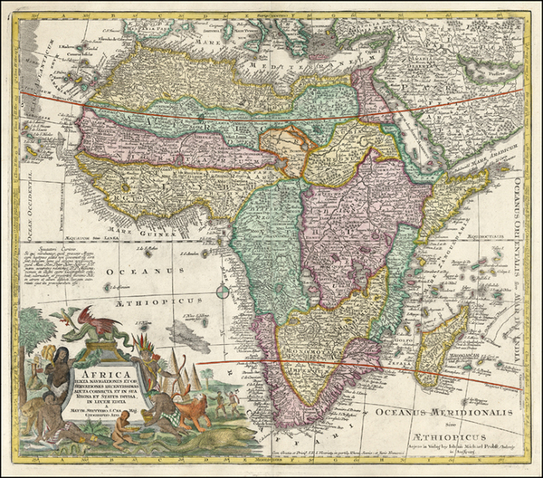 53-Africa and Africa Map By Matthaus Seutter