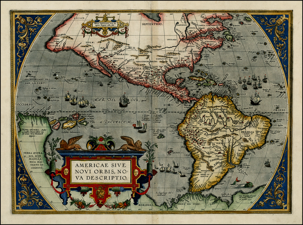 78-World, Western Hemisphere, South America and America Map By Abraham Ortelius