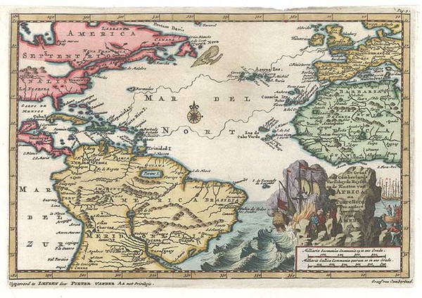 33-World, Atlantic Ocean, North America, Caribbean and South America Map By Pieter van der Aa