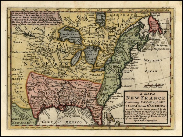 52-United States, Midwest, Plains and Canada Map By Herman Moll