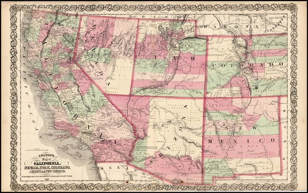 80-Southwest, Rocky Mountains and California Map By G.W.  & C.B. Colton