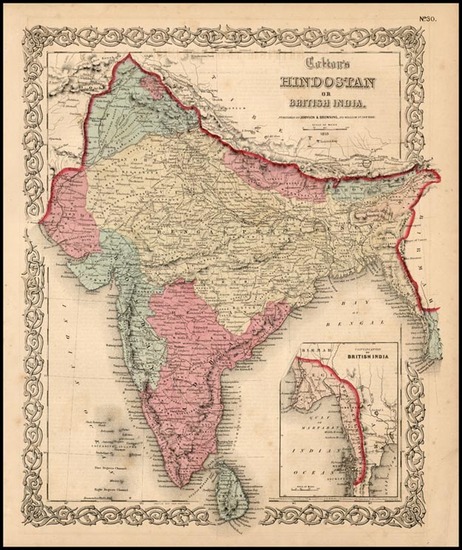 13-Asia, Asia and India Map By Joseph Hutchins Colton