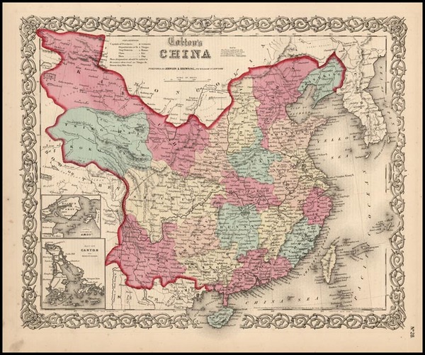 91-Asia, China and Korea Map By Joseph Hutchins Colton