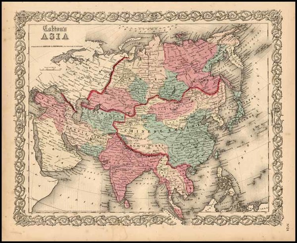 52-Asia and Asia Map By Joseph Hutchins Colton