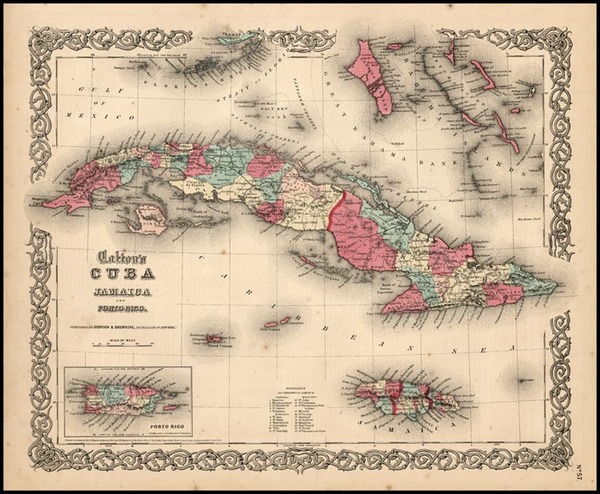 41-Caribbean Map By Joseph Hutchins Colton