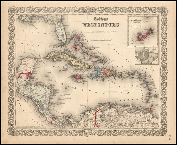 49-World, Atlantic Ocean, Caribbean, Central America and South America Map By Joseph Hutchins Colt