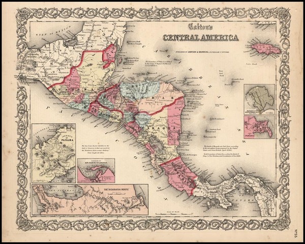 57-Central America Map By Joseph Hutchins Colton