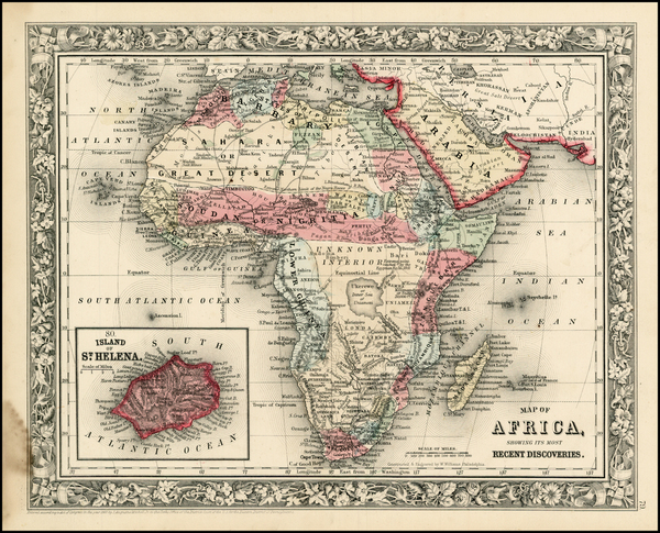 22-Africa and Africa Map By Samuel Augustus Mitchell Jr.