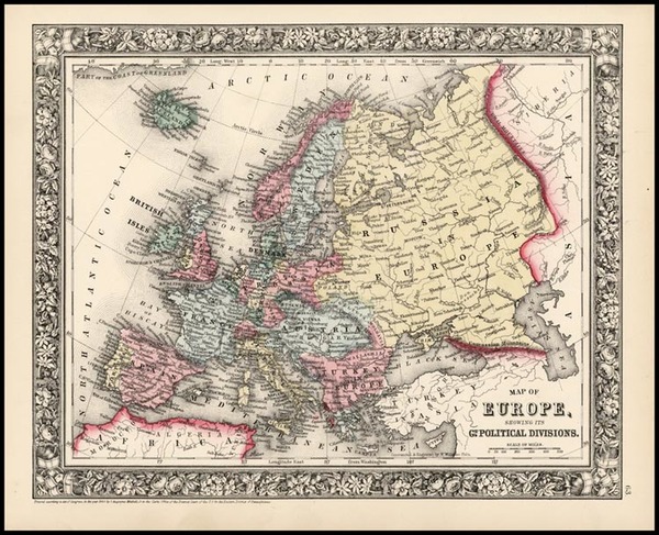 95-Europe and Europe Map By Samuel Augustus Mitchell Jr.