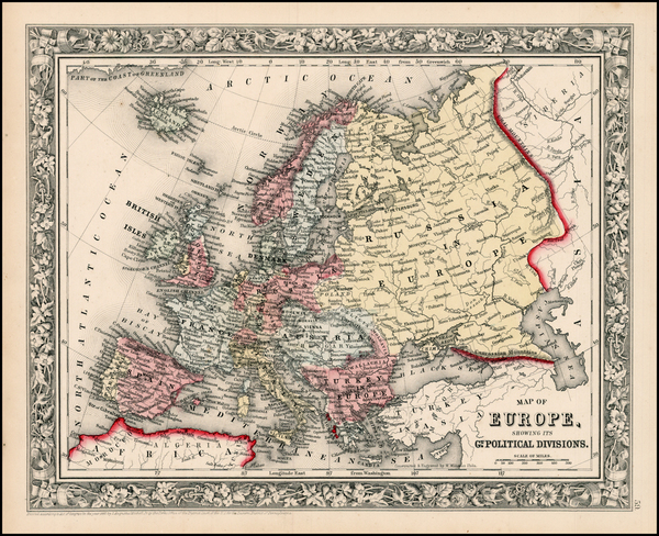 62-Europe and Europe Map By Samuel Augustus Mitchell Jr.