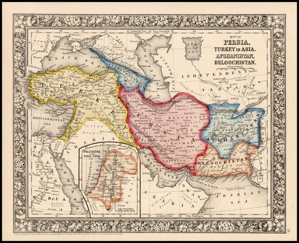 90-Asia, Central Asia & Caucasus and Turkey & Asia Minor Map By Samuel Augustus Mitchell J