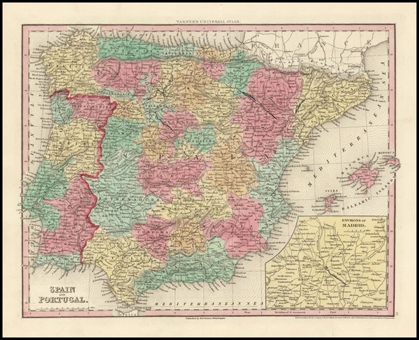 28-Spain and Portugal Map By Henry Schenk Tanner