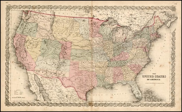 45-United States Map By Joseph Hutchins Colton