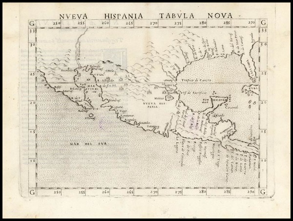 45-South, Southeast, Southwest and Mexico Map By Girolamo Ruscelli