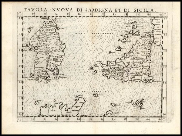 47-Europe, Italy, Mediterranean and Balearic Islands Map By Girolamo Ruscelli