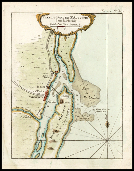 77-Florida Map By Jacques Nicolas Bellin